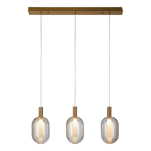 Pendelleuchte EXEMLAR - Farbglas / Aluminium - 3-flammig - Flammenanzahl: 3