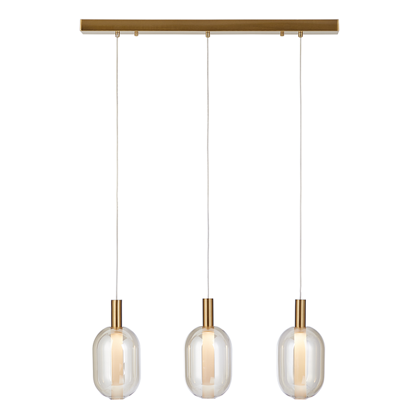Pendelleuchte EXEMLAR - Farbglas / Aluminium - 3-flammig - Flammenanzahl: 3