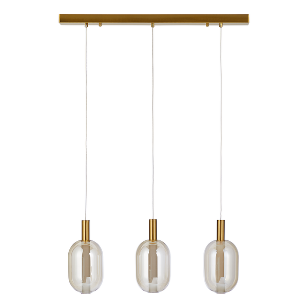 Pendelleuchte EXEMLAR - Farbglas / Aluminium - 3-flammig - Flammenanzahl: 3