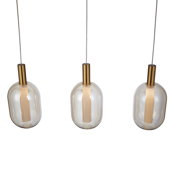 Pendelleuchte EXEMLAR - Farbglas / Aluminium - 3-flammig - Flammenanzahl: 3
