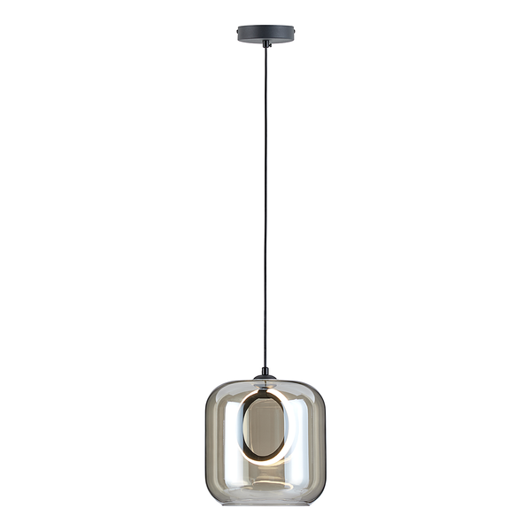 Pendelleuchte UPPER EASTSIDE - Rauchglas / Eisen - 1-flammig