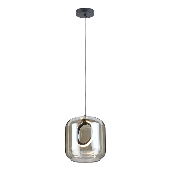 Pendelleuchte UPPER EASTSIDE - Rauchglas / Eisen - 1-flammig