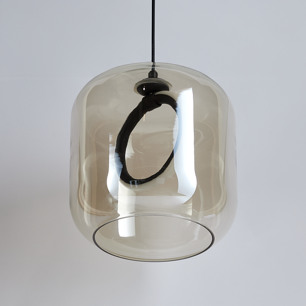 Pendelleuchte UPPER EASTSIDE - Rauchglas / Eisen - 1-flammig