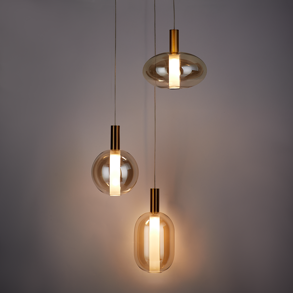 Pendelleuchte EXEMLAR - Rauchglas / Aluminium - 3-flammig