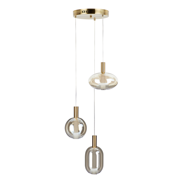 Pendelleuchte EXEMLAR - Rauchglas / Aluminium - 3-flammig