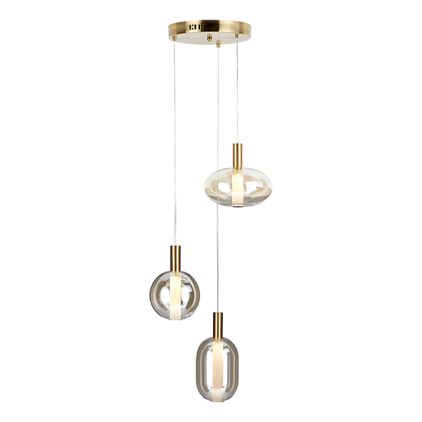 Pendelleuchte EXEMLAR - Rauchglas / Aluminium - 3-flammig