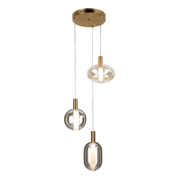 Pendelleuchte EXEMLAR - Rauchglas / Aluminium - 3-flammig