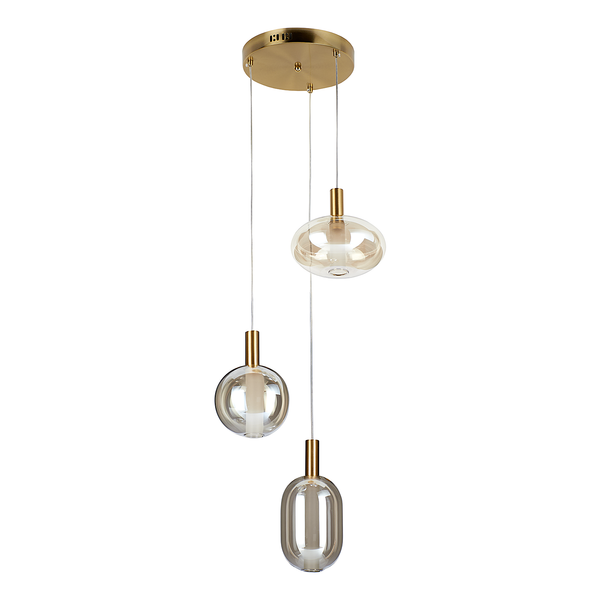 Pendelleuchte EXEMLAR - Rauchglas / Aluminium - 3-flammig