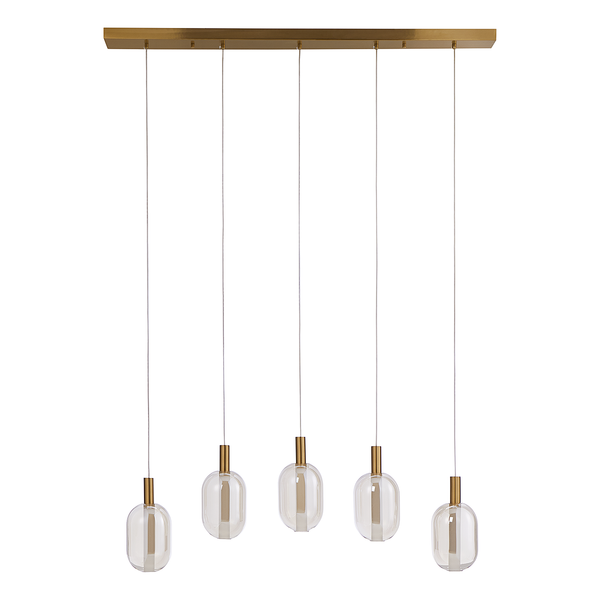 Pendelleuchte EXEMLAR - Farbglas / Aluminium - 5-flammig - Flammenanzahl: 5