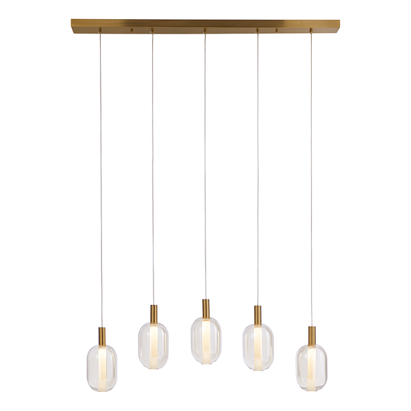 Pendelleuchte EXEMLAR - Farbglas / Aluminium - 5-flammig - Flammenanzahl: 5