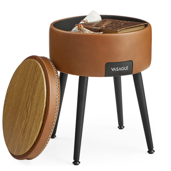 Polsterhocker Mangelo mit Stauraum - Cognac
