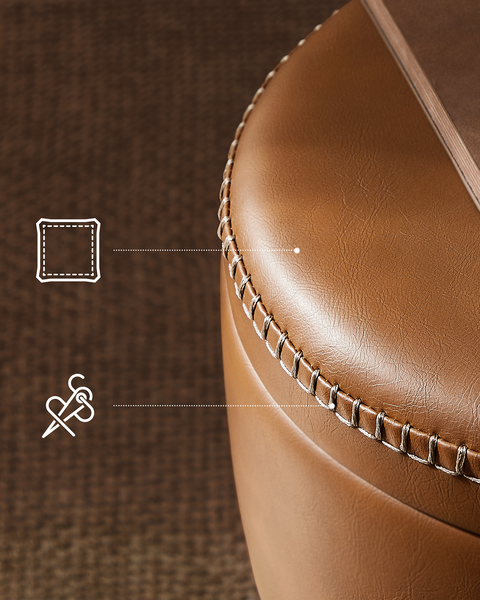 Polsterhocker Mangelo mit Stauraum - Cognac