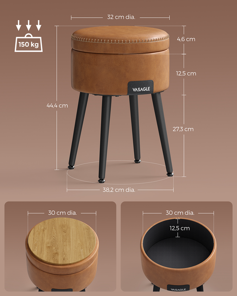 Polsterhocker Mangelo mit Stauraum - Cognac