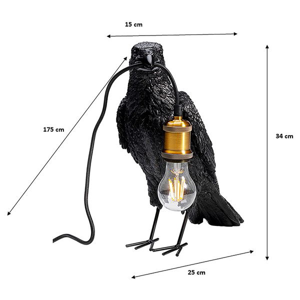 Tischleuchte Animal Crow - Aluminium / Polyresin - Schwarz / Gold
