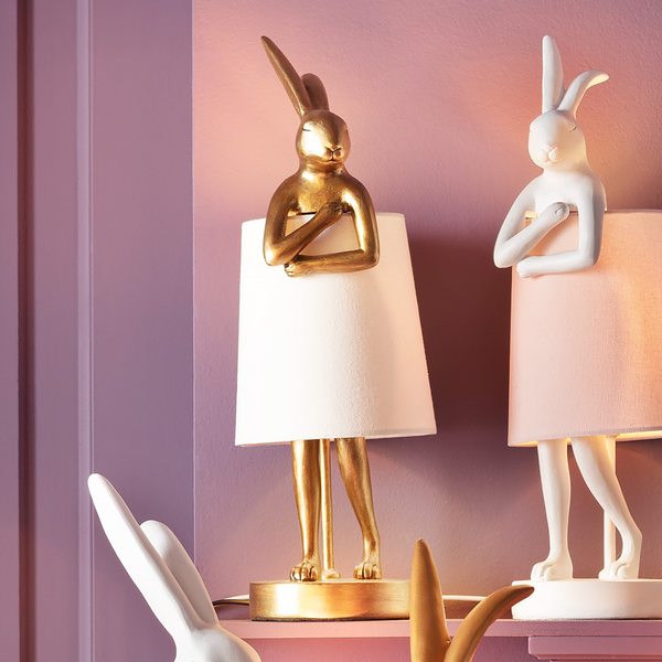 Tischleuchte Animal Rabbit Typ A - Stahl / Polyresin - Weiß / Gold