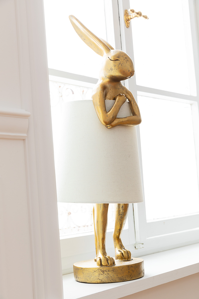 Tischleuchte Animal Rabbit Typ A - Stahl / Polyresin - Weiß / Gold