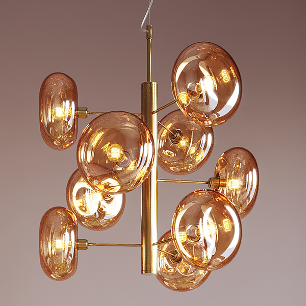 Hängeleuchte Headline Brass - Stahl / Glas - Gold - 9-flammig