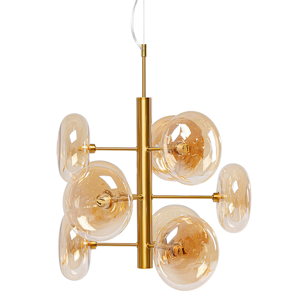 Hängeleuchte Headline Brass - Stahl / Glas - Gold - 9-flammig