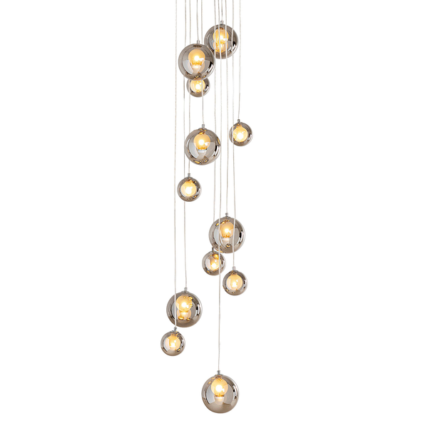 Hängeleuchte Symphony - Stahl / Glas - Silber - 12-flammig - Silber