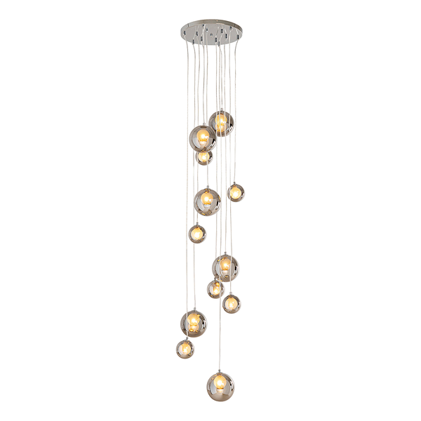 Hängeleuchte Symphony - Stahl / Glas - Silber - 12-flammig - Silber