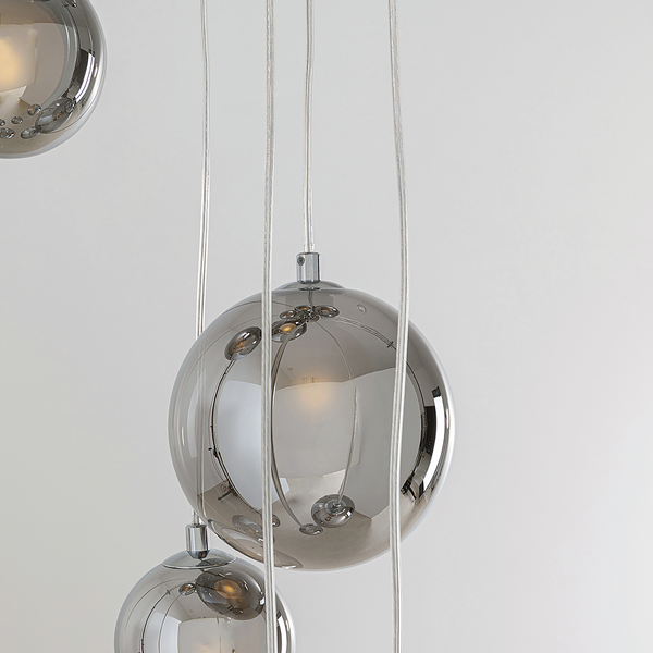 Hängeleuchte Symphony - Stahl / Glas - Silber - 12-flammig - Silber