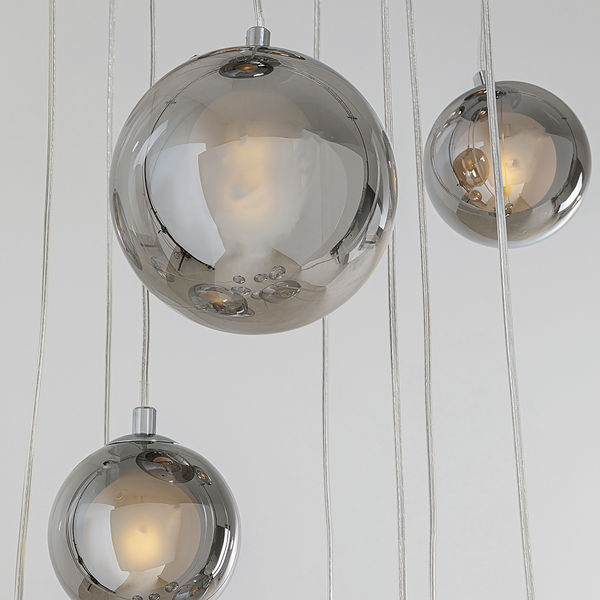 Hängeleuchte Symphony - Stahl / Glas - Silber - 12-flammig - Silber