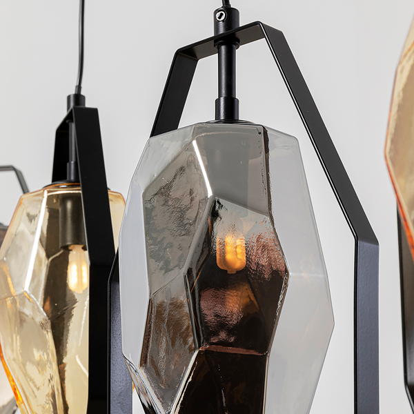 Hängeleuchte Diamond Fever Dining - Stahl / Glas - 5-flammig - Schwarz