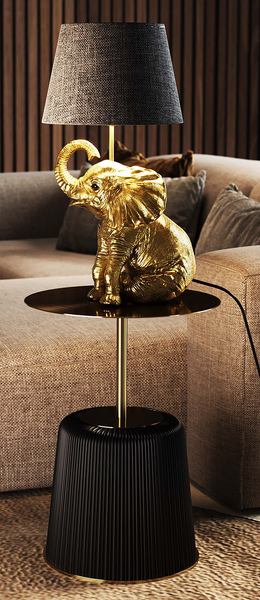 Tischleuchte Happy Elefant - Stahl / Polyester - Schwarz / Gold