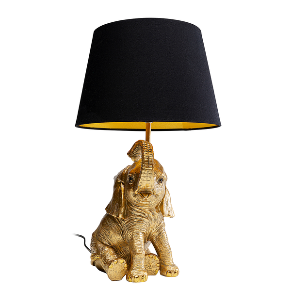 Tischleuchte Happy Elefant - Stahl / Polyester - Schwarz / Gold