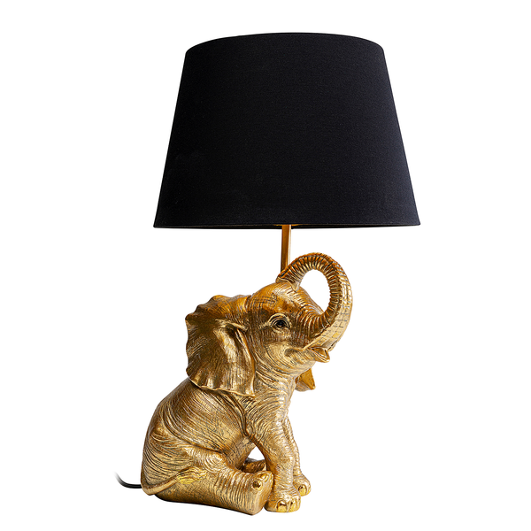 Tischleuchte Happy Elefant - Stahl / Polyester - Schwarz / Gold