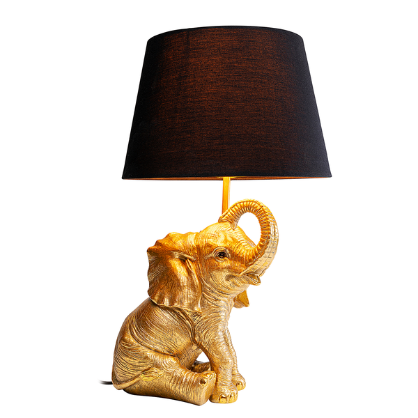 Tischleuchte Happy Elefant - Stahl / Polyester - Schwarz / Gold