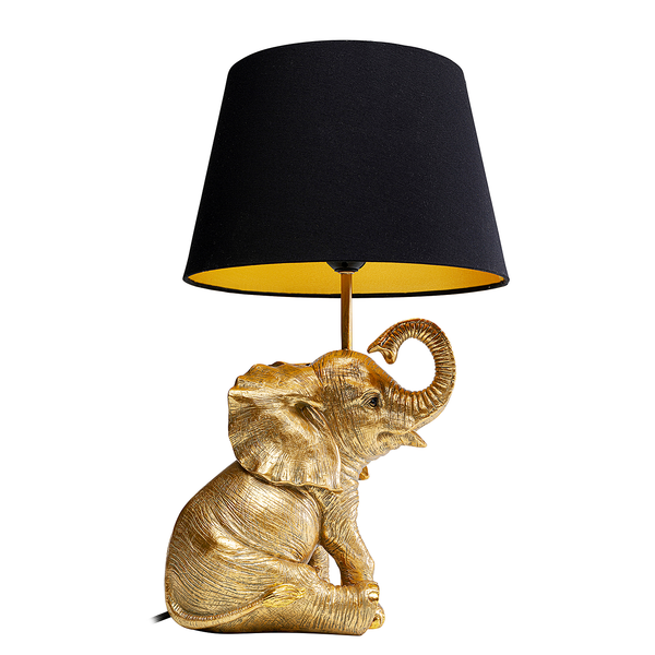 Tischleuchte Happy Elefant - Stahl / Polyester - Schwarz / Gold