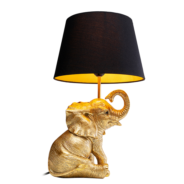 Tischleuchte Happy Elefant - Stahl / Polyester - Schwarz / Gold