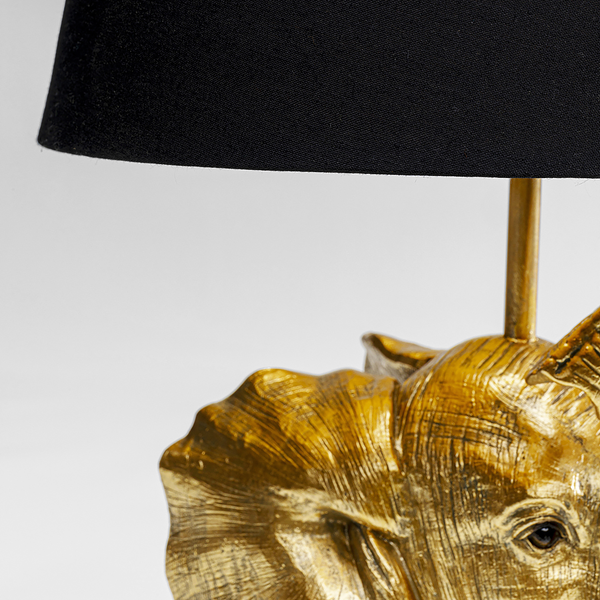 Tischleuchte Happy Elefant - Stahl / Polyester - Schwarz / Gold