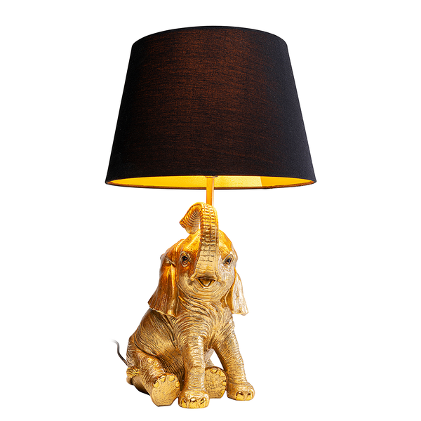 Tischleuchte Happy Elefant - Stahl / Polyester - Schwarz / Gold
