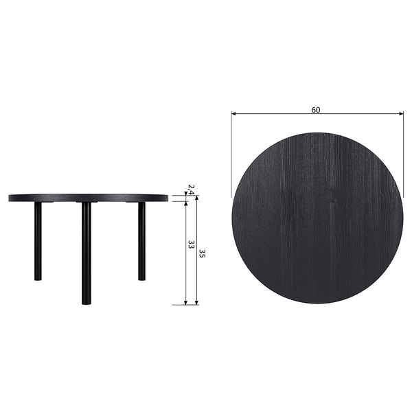 Couchtisch Kontha - Pinie Schwarz - Durchmesser: 60 cm