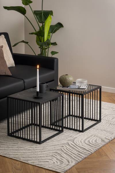 Beistelltisch Mephisto quadratisch - Marmor Schwarz Dekor