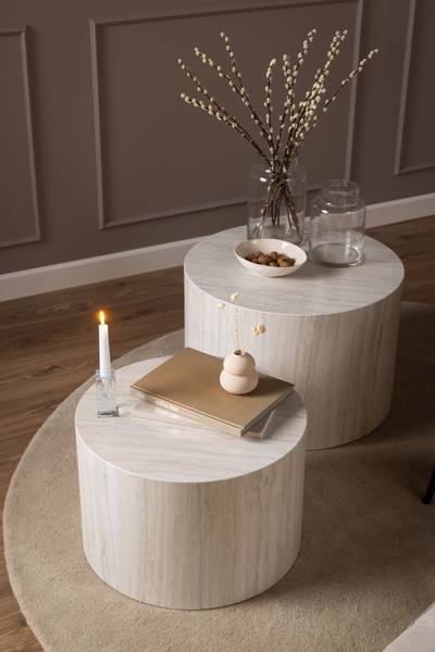 Beistelltisch Nison 2er-Set - Travertin Dekor