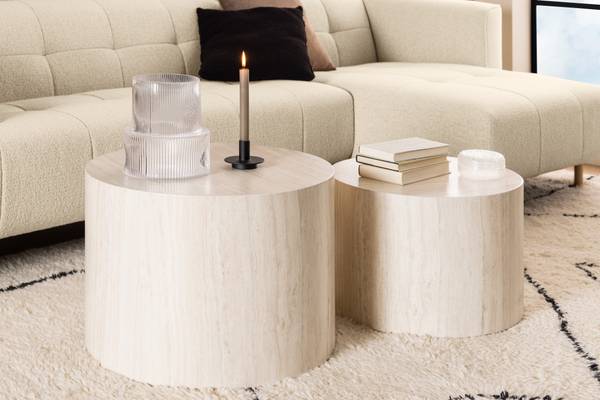 Beistelltisch Nison 2er-Set - Travertin Dekor
