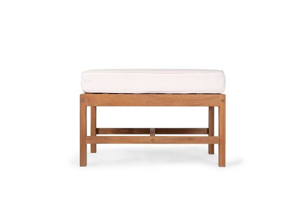 Loungehocker Bayton - Akazie massiv / Polyester - Braun / Beige