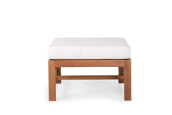 Loungehocker Bayton - Akazie massiv / Polyester - Braun / Beige