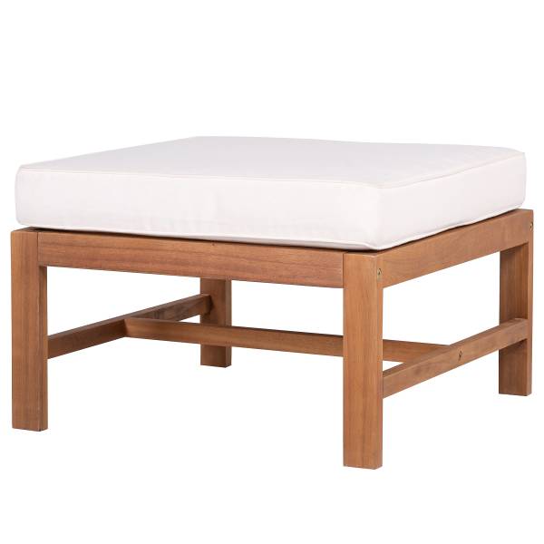 Loungehocker Bayton - Akazie massiv / Polyester - Braun / Beige