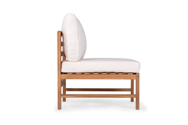 Loungesessel Bayton ohne Armlehnen - Akazie massiv / Polyester - Braun / Beige