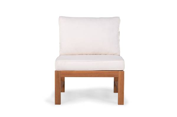 Loungesessel Bayton ohne Armlehnen - Akazie massiv / Polyester - Braun / Beige