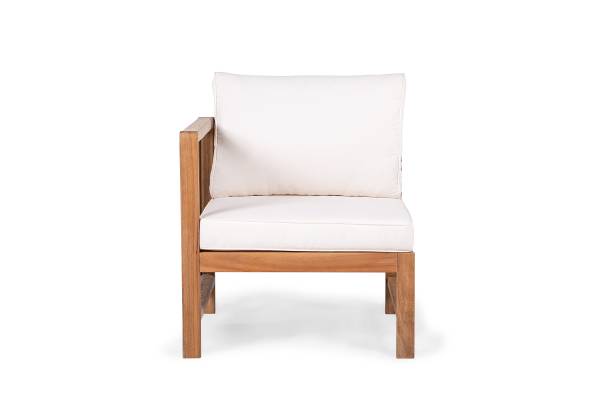 Loungesessel Bayton mit 1 Armlehne - Akazie massiv / Polyester - Braun / Beige - Armlehne davorstehend links