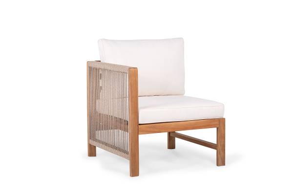 Loungesessel Bayton mit 1 Armlehne - Akazie massiv / Polyester - Braun / Beige - Armlehne davorstehend links