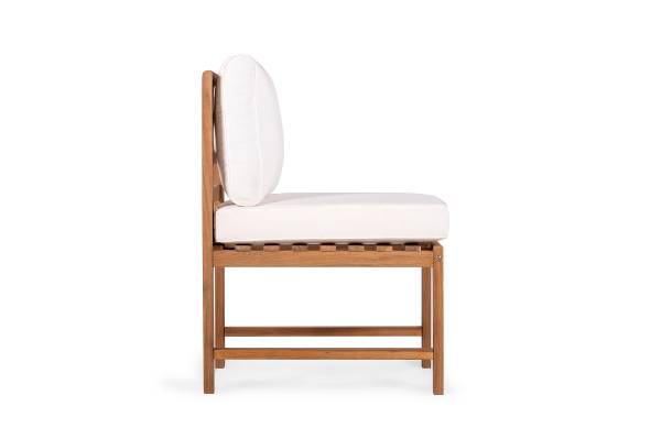 Diningstuhl Bayton - Akazie massiv / Polyester - Braun / Beige