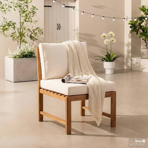Diningstuhl Bayton - Akazie massiv / Polyester - Braun / Beige