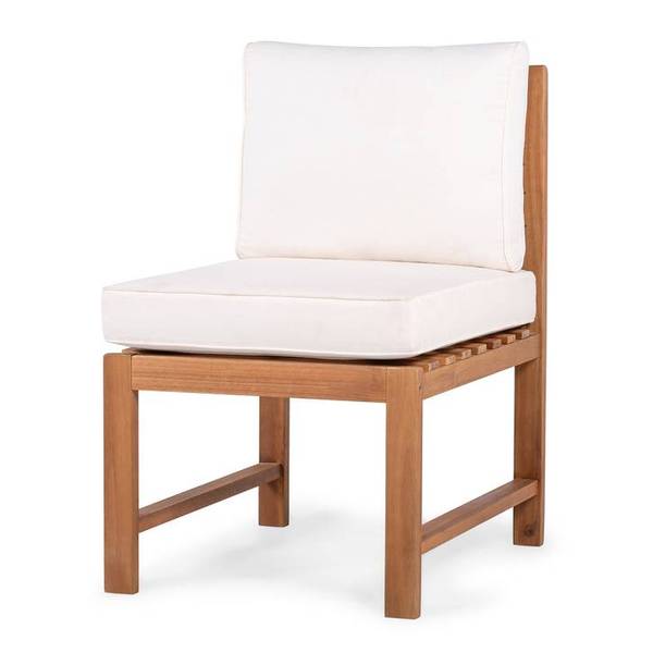 Diningstuhl Bayton - Akazie massiv / Polyester - Braun / Beige