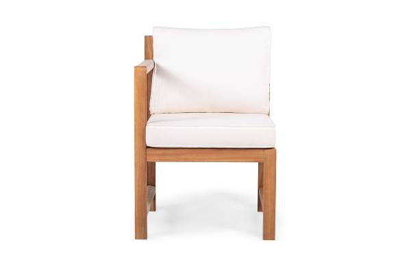 Diningstuhl Bayton mit 1 Armlehne - Akazie massiv / Polyester - Braun / Beige - Armlehne davorstehend links